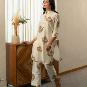 Co-ord Set in Chanderi Silk Fabric with Hand Block Printing