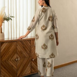 Alternative view of Co-ord Set in Chanderi Silk Fabric with Hand Block Printing