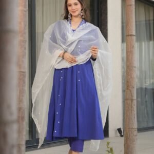 Azure Elegance Anarkali Kurta Set - Image 6