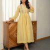 Dobby Pastel Yellow Dress with Embroidery