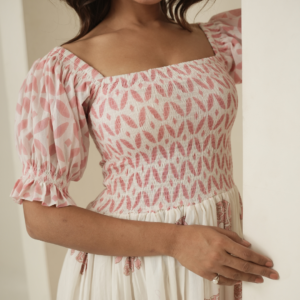 Pastel Pink and White Block Printed Dress - Image 3
