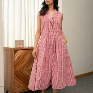 Red Check Cotton dress