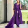 Amethyst Aura Chanderi Anarkali Kurta Set
