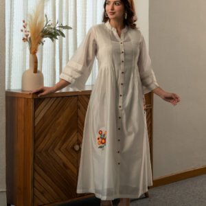 Chanderi Dress with Embroidery