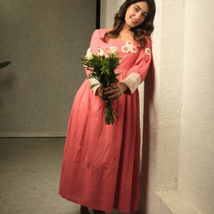 Coral Dress with Lace Detailing - Image 5
