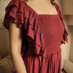 Whimsical Whirl Maroon Dress - Image 3