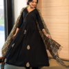 Black Rayon Suit with Pittan Work