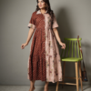 Block Print Half and Half Flower Dress