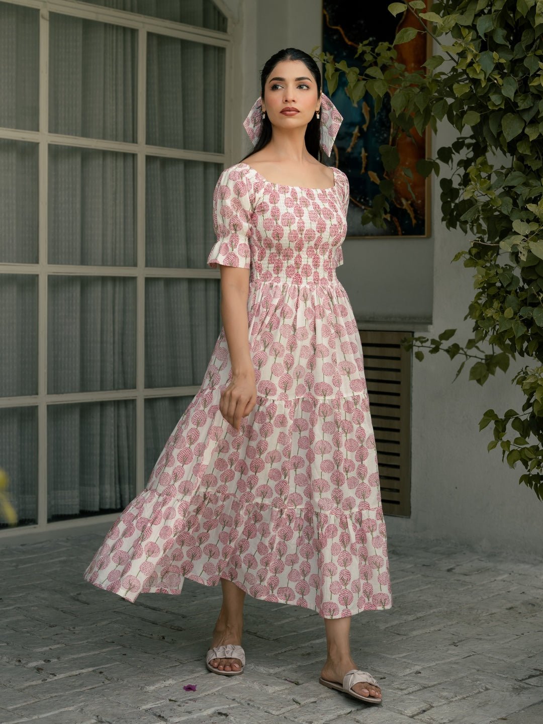 Rosy Petals Block Printed Dress - Image 6