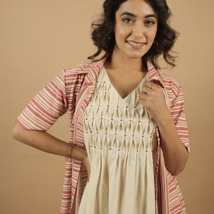 Coral Stripes Shrug Dress - Image 4