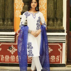 White Kurta Set with Embriodery