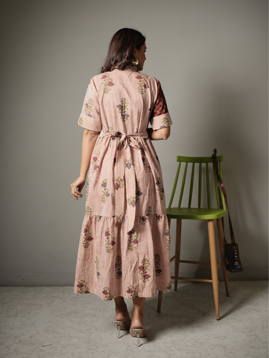 Block Print Half and Half Flower Dress - Image 2