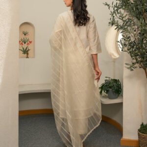 Alternative view of Chanderi Embroidery Pintucks Kurta with Dupatta and Pants