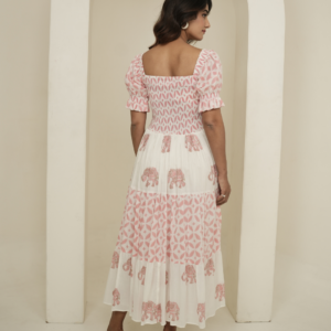 Alternative view of Pastel Pink and White Block Printed Dress