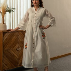 Alternative view of Chanderi Dress with Embroidery