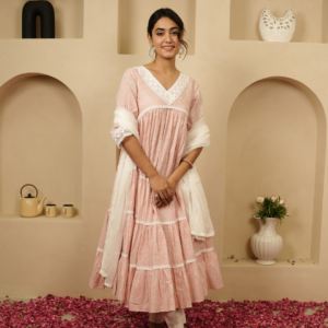 Shahi Gulaab Anarkali Kurta with Dupatta and Pants - Image 5