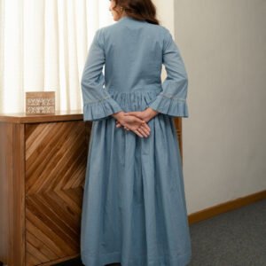 Alternative view of Dobby Blue Dress with Embroidery