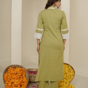 Alternative view of Sage Green Kurta With Dupatta And Pants