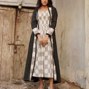 Heart Block Print Inner with Polka Dot Print Shrug