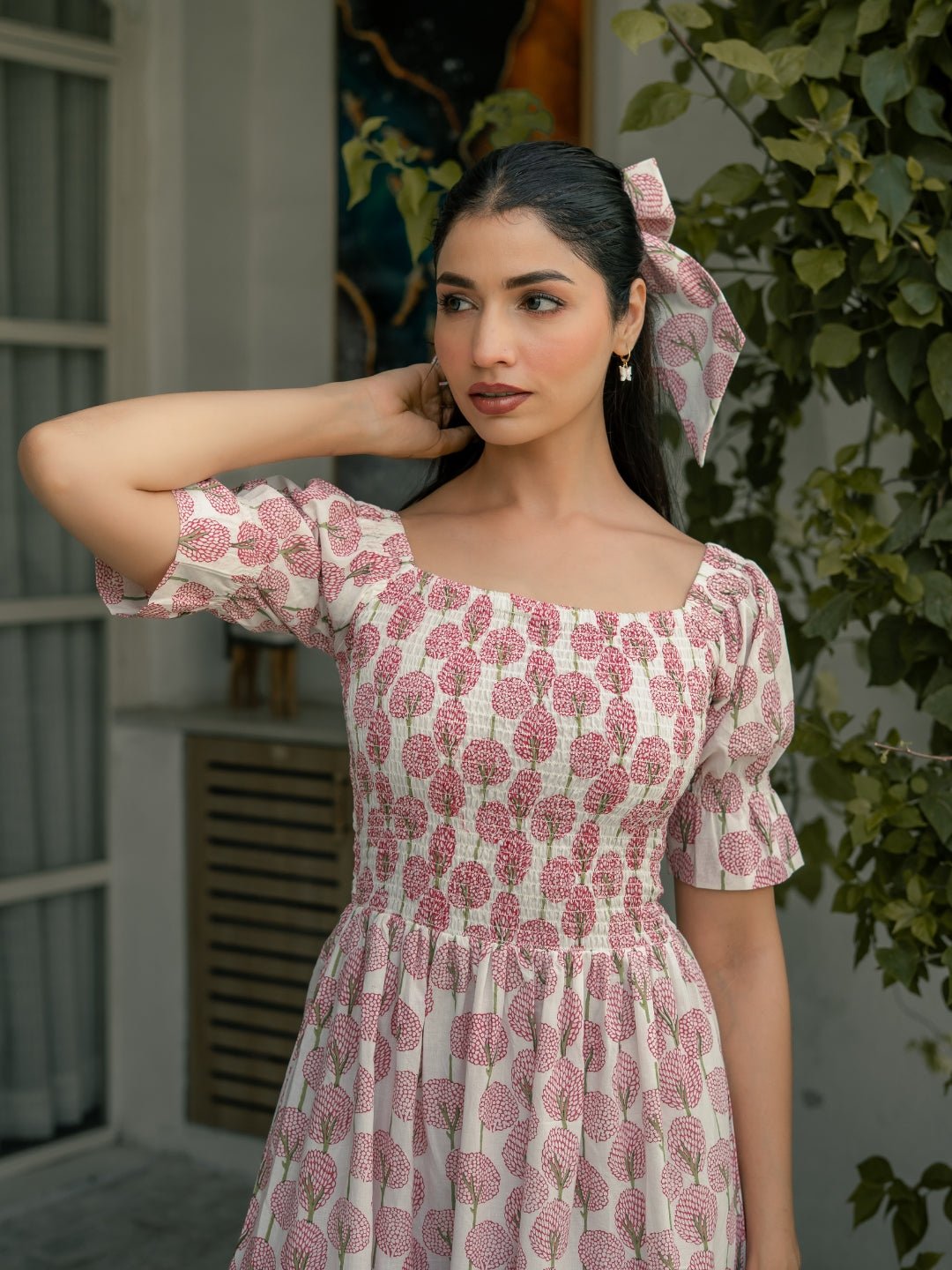 Rosy Petals Block Printed Dress - Image 4