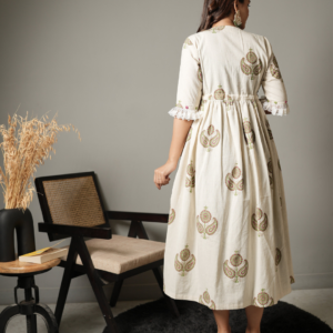 Alternative view of Green Inner with Block Print Cotton Shrug Dress