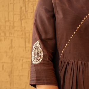Mocha Brown Shantoon Anarkali Kurta Set - Image 3