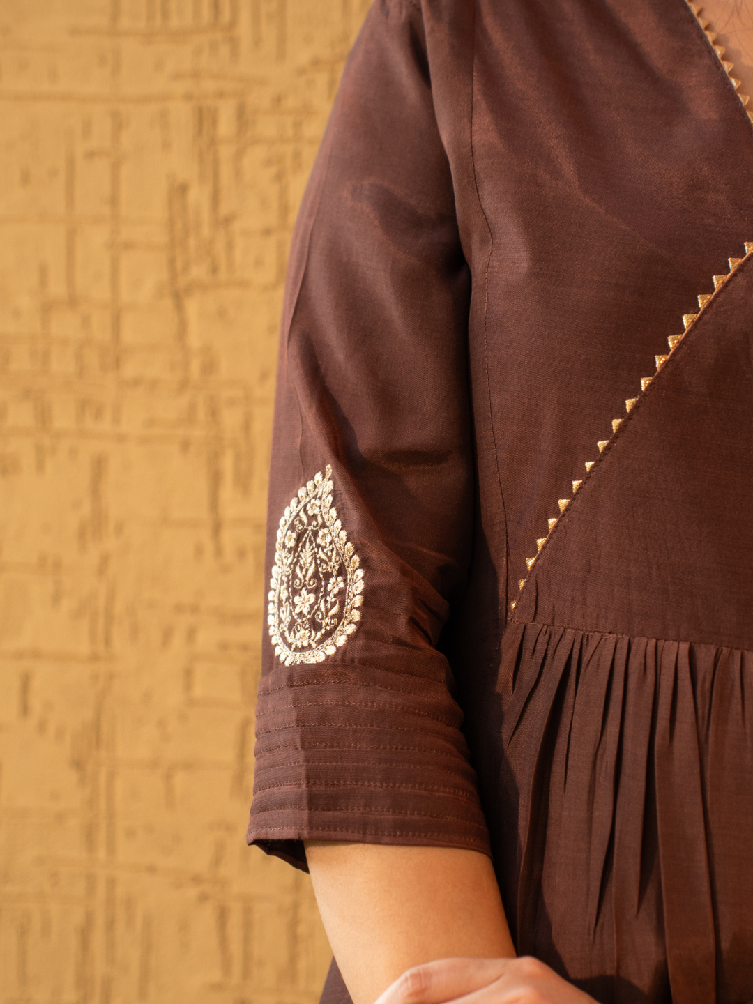 Mocha Brown Shantoon Anarkali Kurta Set - Image 3