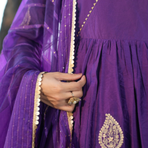 Amethyst Aura Chanderi Anarkali Kurta Set - Image 4