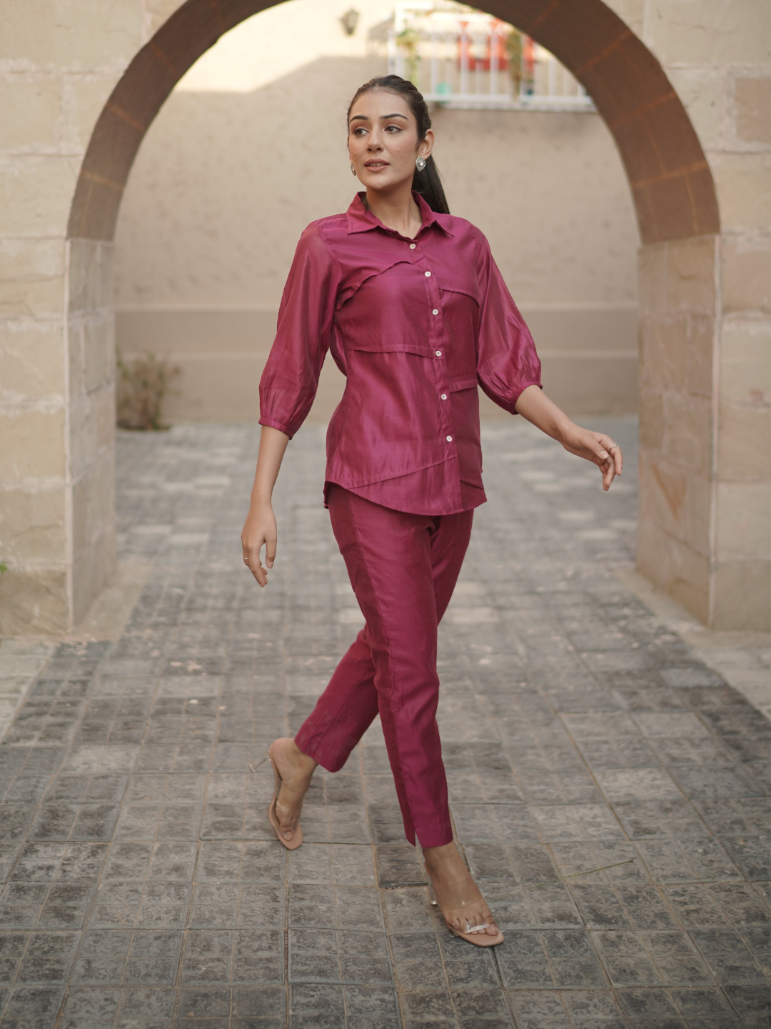 Chanderi Pink Co-Ord Set - Image 4