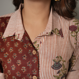 Block Print Half and Half Flower Dress - Image 3
