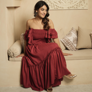 Whimsical Whirl Maroon Dress - Image 4