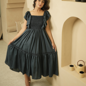 Whimsical Whirl Indigo Dress - Image 6