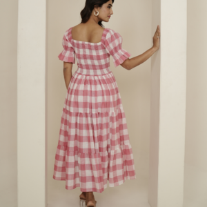 Alternative view of Pink Check Block Printed Dress