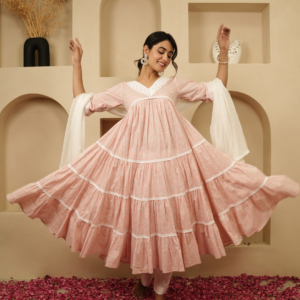 Shahi Gulaab Anarkali Kurta with Dupatta and Pants