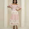 Pastel Pink and White Block Printed Dress