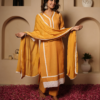 Mangalgiri Yarn Dyed Yellow Cotton Kurta with Dupatta And Pants