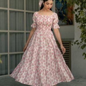 Rosy Petals Block Printed Dress