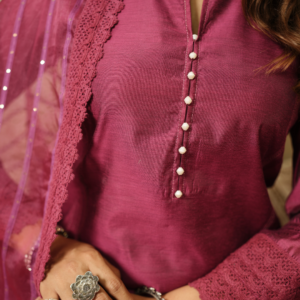 Gulaab Khass Chanderi Kurta with Dupatta and Pants - Image 3