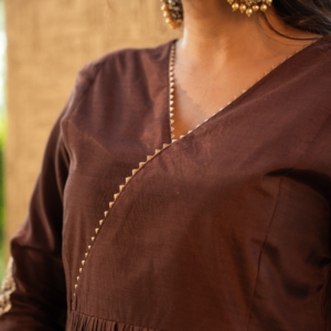 Mocha Brown Shantoon Anarkali Kurta Set - Image 4