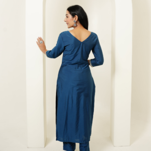 Alternative view of Kurta Set in Viscose Silk fabric with Chanderi Block Printed Duppata