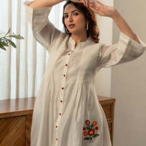 Chanderi Dress with Embroidery - Image 4