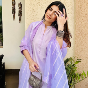 Lilac Chanderi Kurta Set With Dupatta & Pants - Image 4