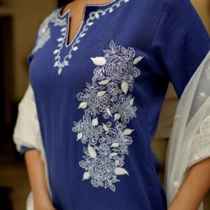 Ocean Breeze Kurta Set With Embriodery - Image 3