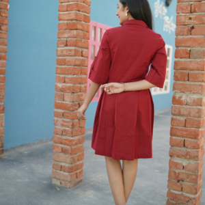 Alternative view of Red Cotton Linen Short Dress