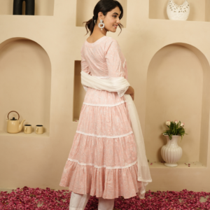 Alternative view of Shahi Gulaab Anarkali Kurta with Dupatta and Pants