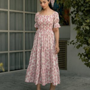 Rosy Petals Block Printed Dress - Image 5
