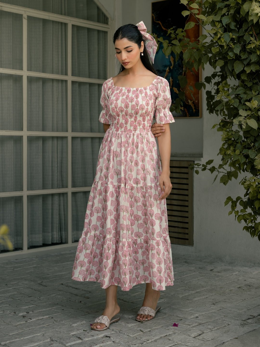 Rosy Petals Block Printed Dress - Image 5