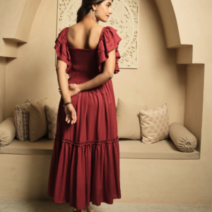 Alternative view of Whimsical Whirl Maroon Dress