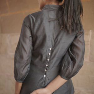 Alternative view of Charcoal Grey Chanderi Co-ord Set