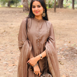 Brown Chanderi Kurta Set With Dupatta And Pants - Image 6